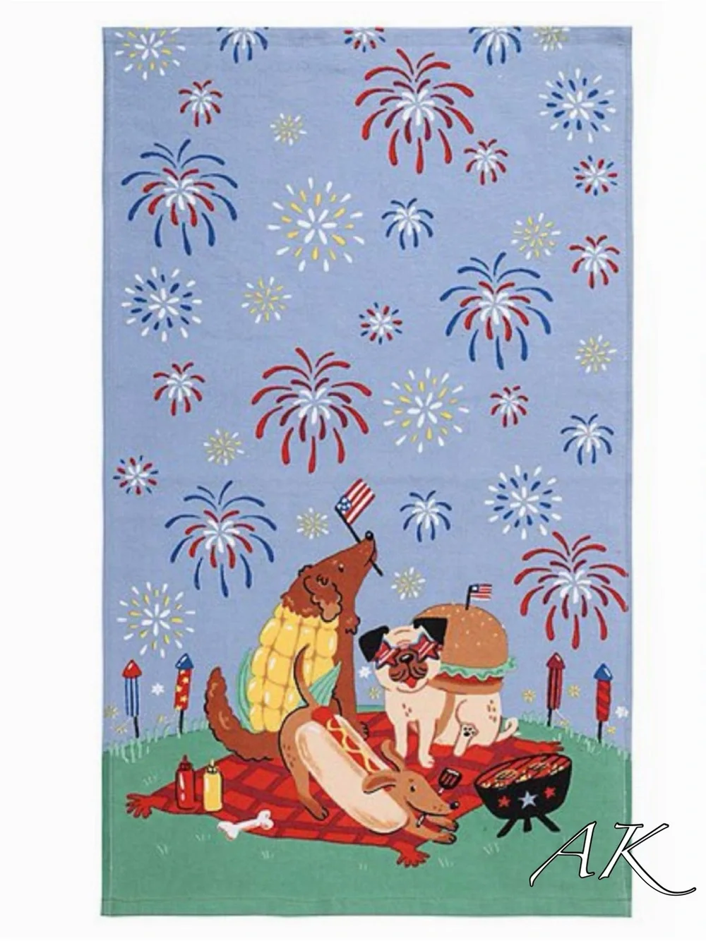 Patriotic Dachshund Poodle Pug 2 Pack Kitchen Towel Set